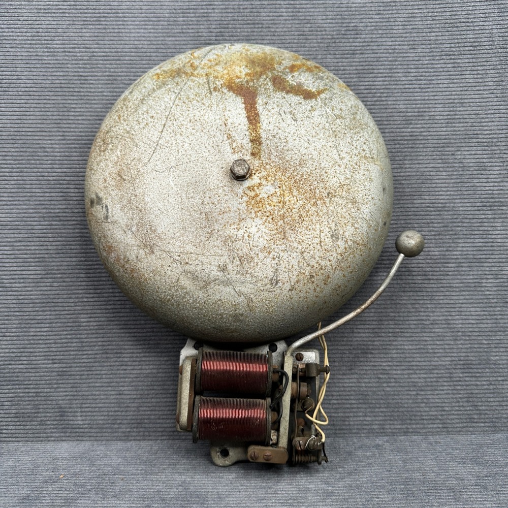 Vintage Alarm Device Mfg Co Brooklyn NY Industrial Bell 8in Gong Rusted Patina